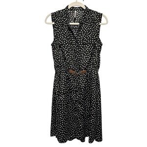 Rich & Beautiful‎ R&B Dress Womens XL Black White Polka Dot Fit & Flare Retro